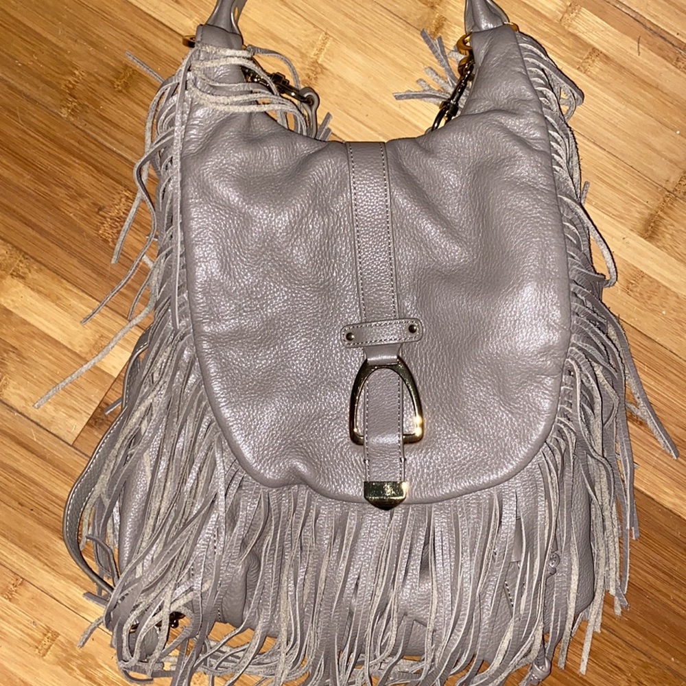 G.I.L.I Fringed Backpack / Purse grey